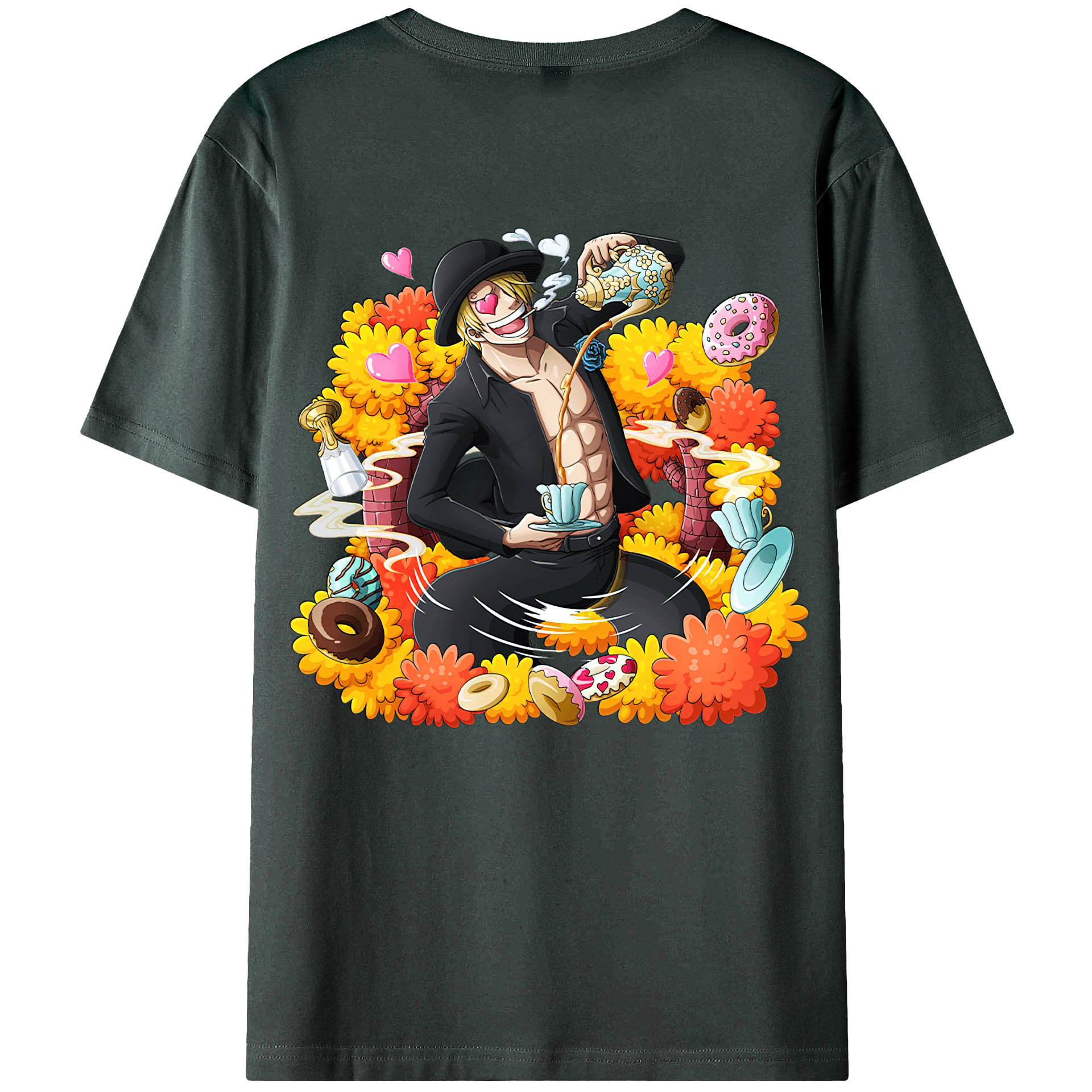 （画像用） ワンピース サンジ ONE PIECE Sanji 綿100％ メンズ半袖Tシャツ（バックプリント） 通気性